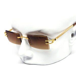 Men Sunglasses Brown Lens Square Gold Frame Street Wear Light Weight‎ Lentes New